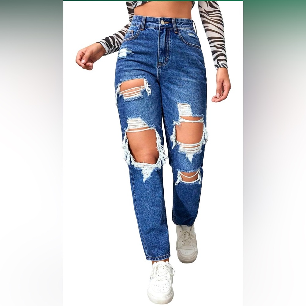 Distressed Blue Jeans for Women
